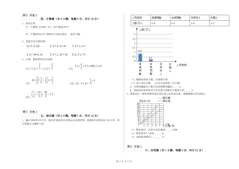 豫教版六年级数学下学期期中考试试题B卷 附答案.doc_第2页