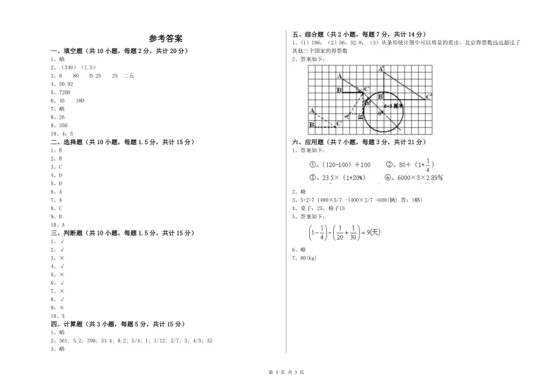 豫教版六年级数学下学期期末考试试题B卷 含答案.doc_第3页