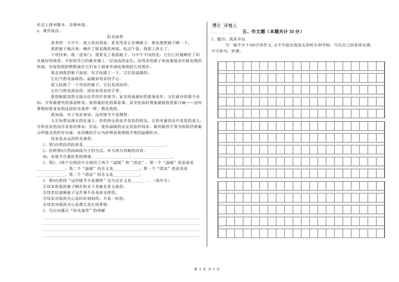 贵州省小升初语文强化训练试题B卷 附答案.doc_第3页