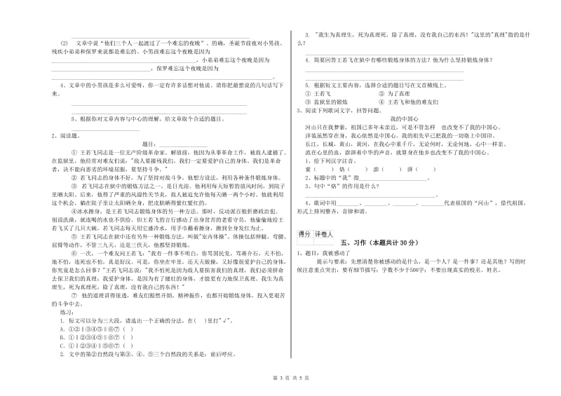 郴州市实验小学六年级语文【下册】提升训练试题 含答案.doc_第3页