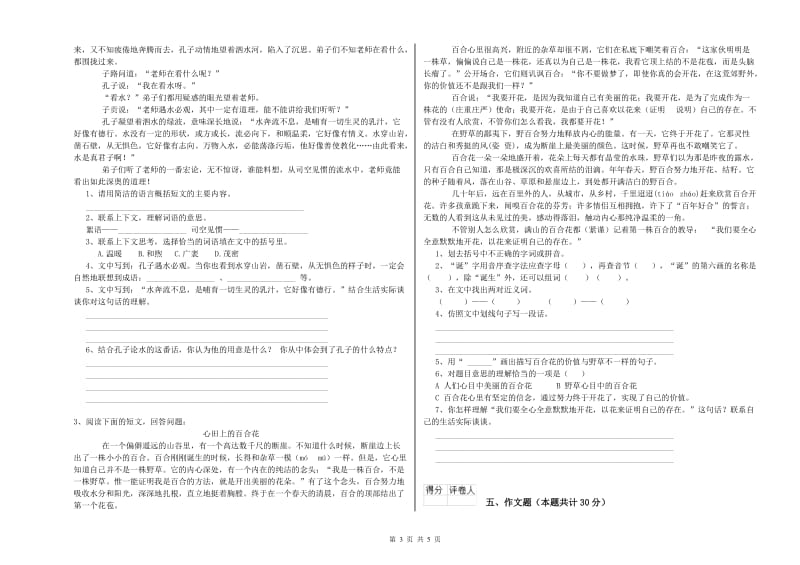 贵州省小升初语文综合练习试卷A卷 附解析.doc_第3页