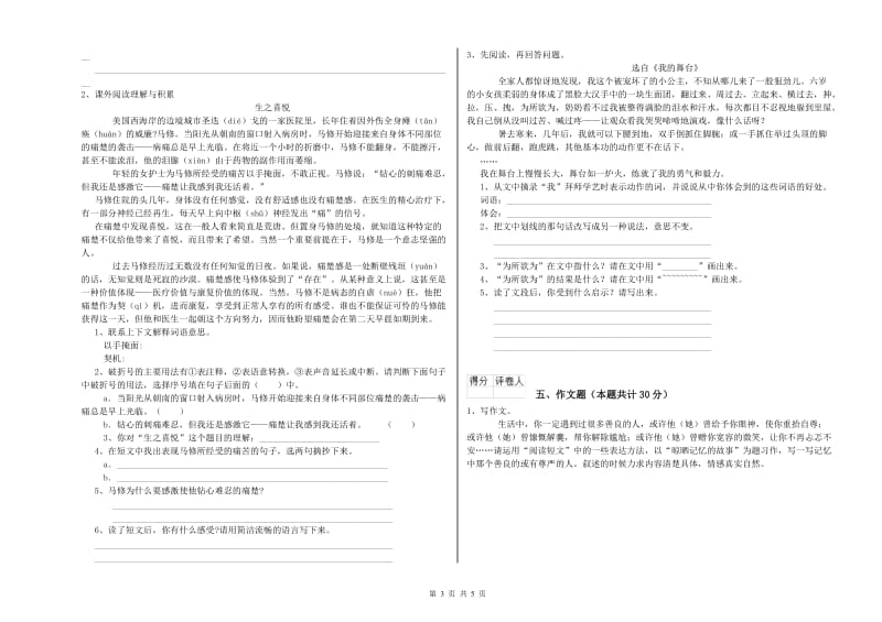 营口市重点小学小升初语文考前检测试卷 附答案.doc_第3页