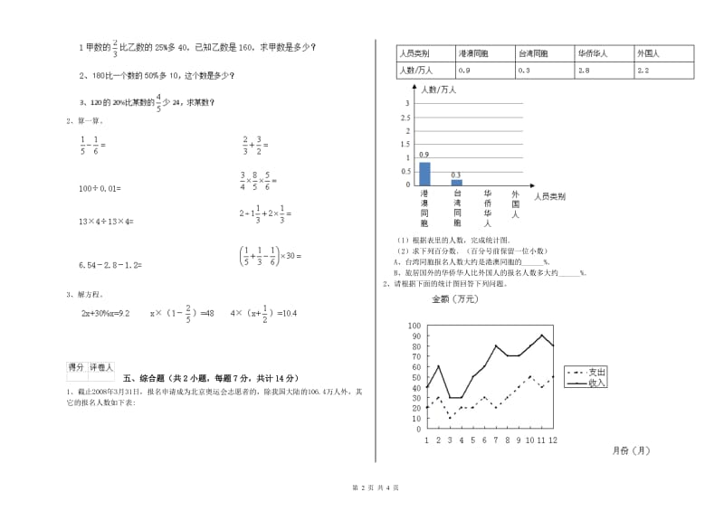 西南师大版六年级数学【上册】开学考试试题B卷 附解析.doc_第2页