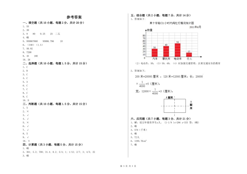 金昌市实验小学六年级数学上学期综合练习试题 附答案.doc_第3页