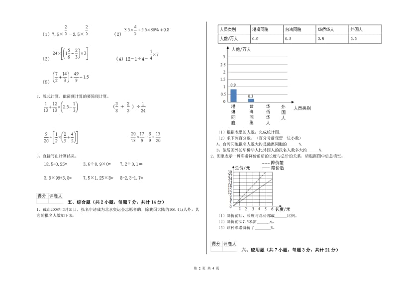 赣南版六年级数学【下册】过关检测试题D卷 附答案.doc_第2页