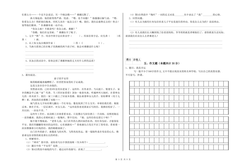 遂宁市重点小学小升初语文过关检测试卷 含答案.doc_第3页