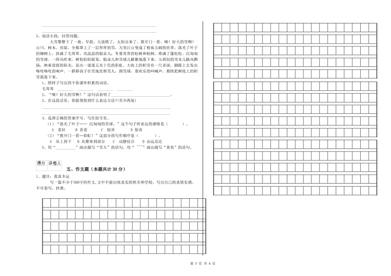 郑州市重点小学小升初语文考前检测试卷 附答案.doc_第3页