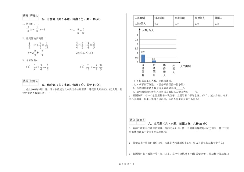 长春版六年级数学【下册】自我检测试题C卷 附答案.doc_第2页