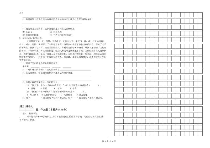 蚌埠市重点小学小升初语文能力测试试题 附解析.doc_第3页