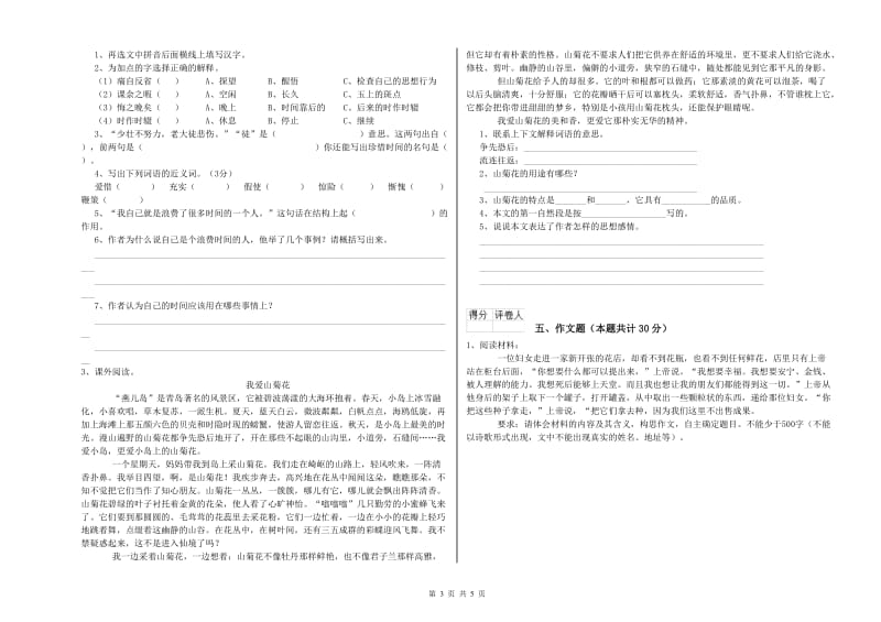 贵州省重点小学小升初语文强化训练试卷B卷 附答案.doc_第3页