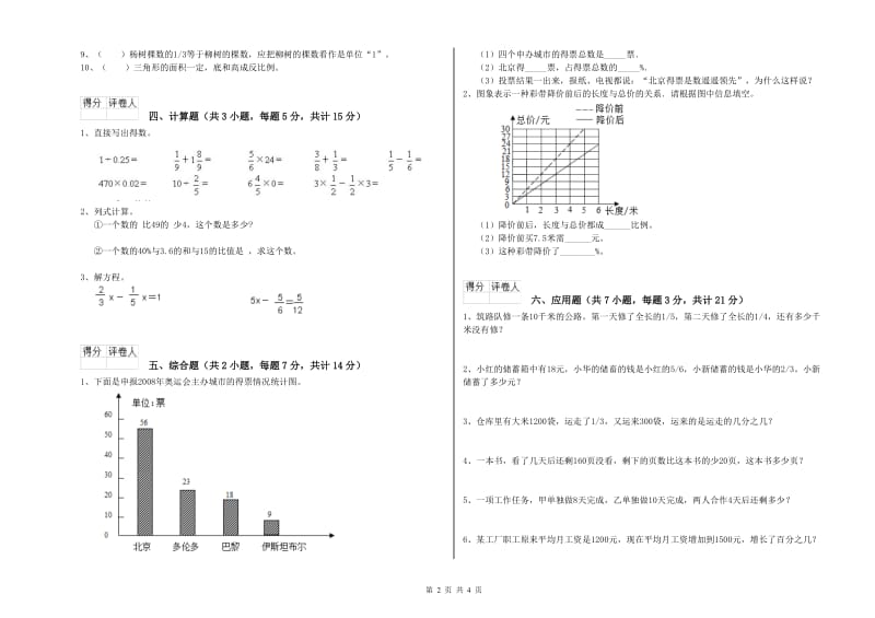 豫教版六年级数学下学期自我检测试题A卷 附答案.doc_第2页