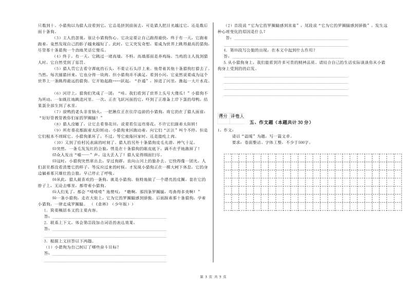 连云港市重点小学小升初语文考前练习试卷 含答案.doc_第3页