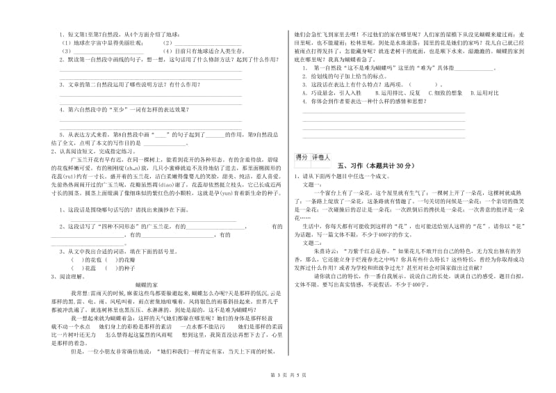 萍乡市实验小学六年级语文下学期能力测试试题 含答案.doc_第3页