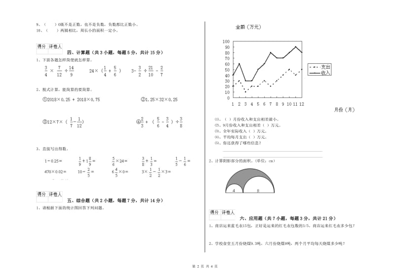 赤峰市实验小学六年级数学【下册】自我检测试题 附答案.doc_第2页