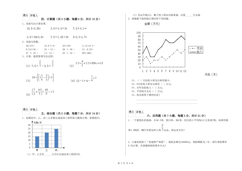 铜仁市实验小学六年级数学上学期开学考试试题 附答案.doc_第2页