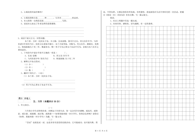 连云港市实验小学六年级语文上学期综合检测试题 含答案.doc_第3页