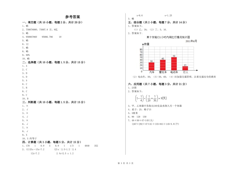 银川市实验小学六年级数学上学期综合检测试题 附答案.doc_第3页