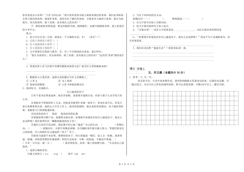 西双版纳傣族自治州重点小学小升初语文考前练习试题 附答案.doc_第3页