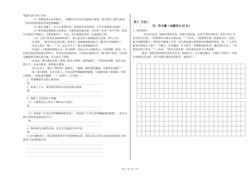 莆田市重点小学小升初语文能力检测试题 含答案.doc_第3页