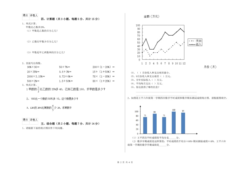 赣南版六年级数学【上册】强化训练试题C卷 附解析.doc_第2页