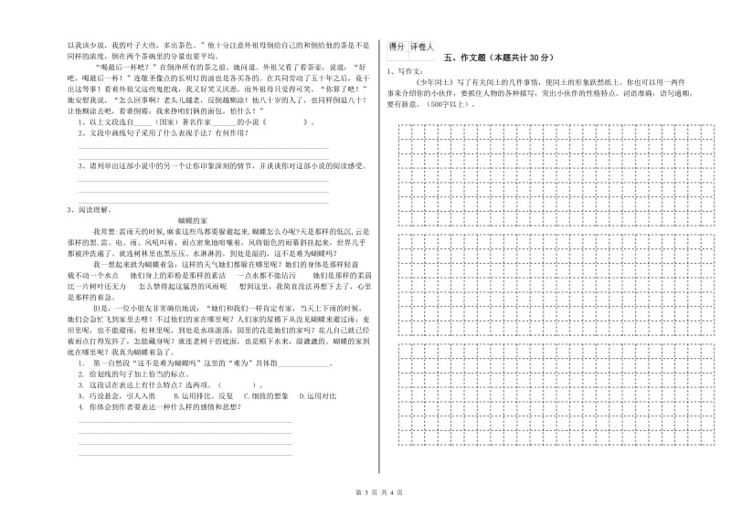 萍乡市重点小学小升初语文能力测试试卷 含答案.doc_第3页