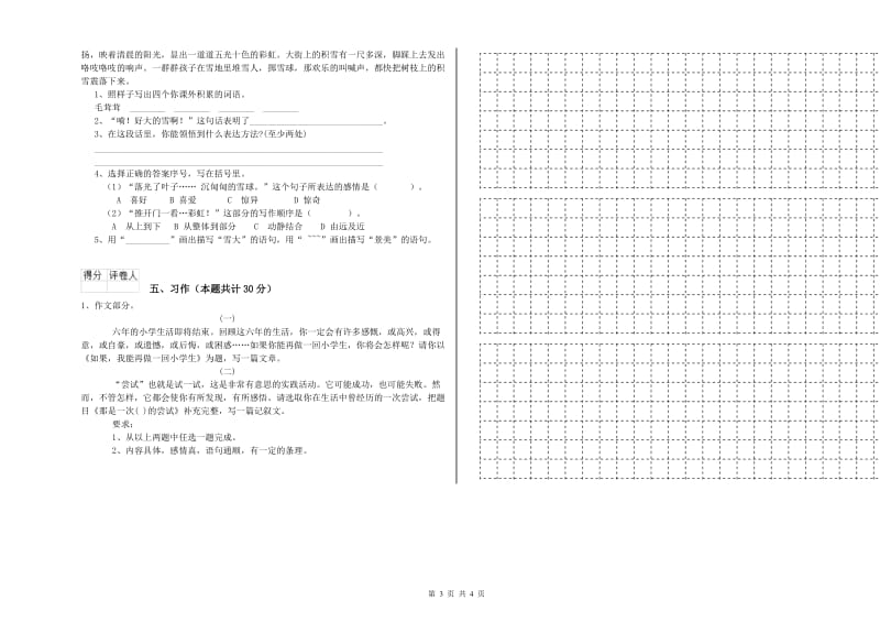 邵阳市实验小学六年级语文下学期全真模拟考试试题 含答案.doc_第3页