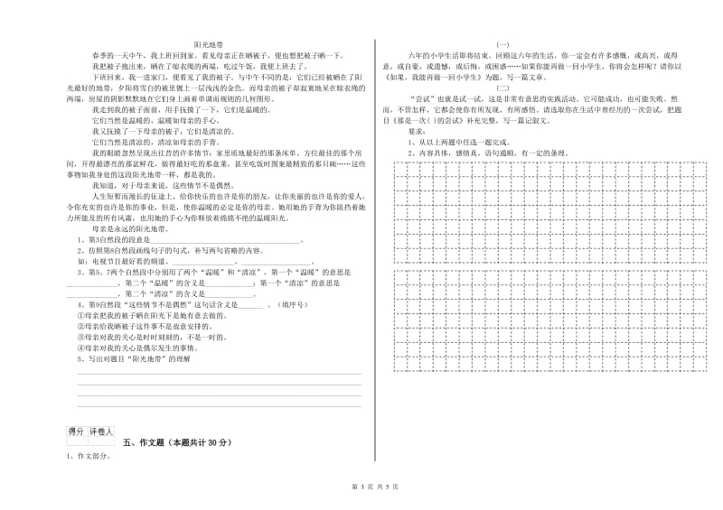 贵州省小升初语文提升训练试卷A卷 含答案.doc_第3页