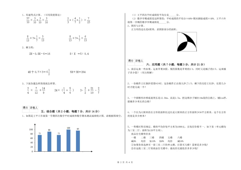 铜川市实验小学六年级数学【下册】每周一练试题 附答案.doc_第2页