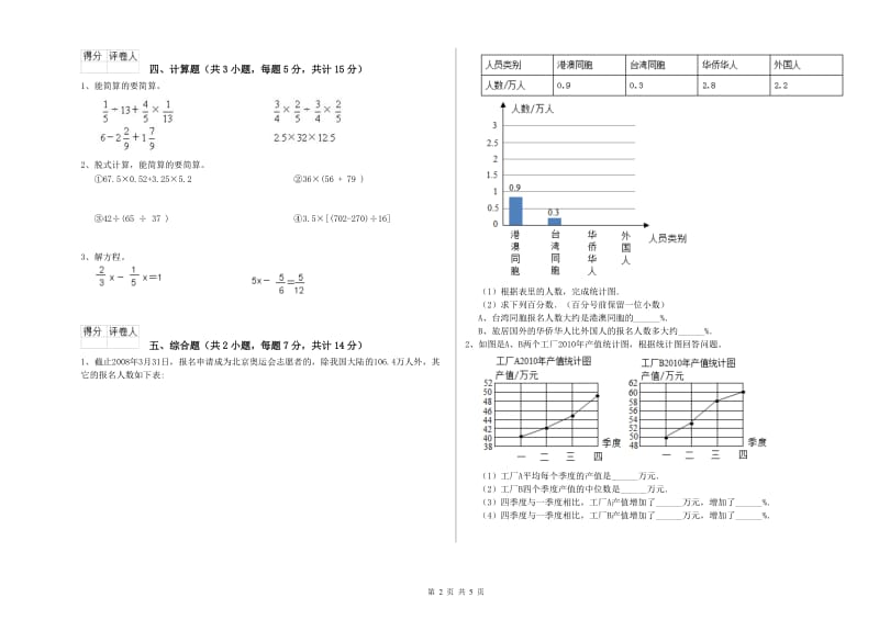 长春版六年级数学【上册】综合检测试卷A卷 附答案.doc_第2页