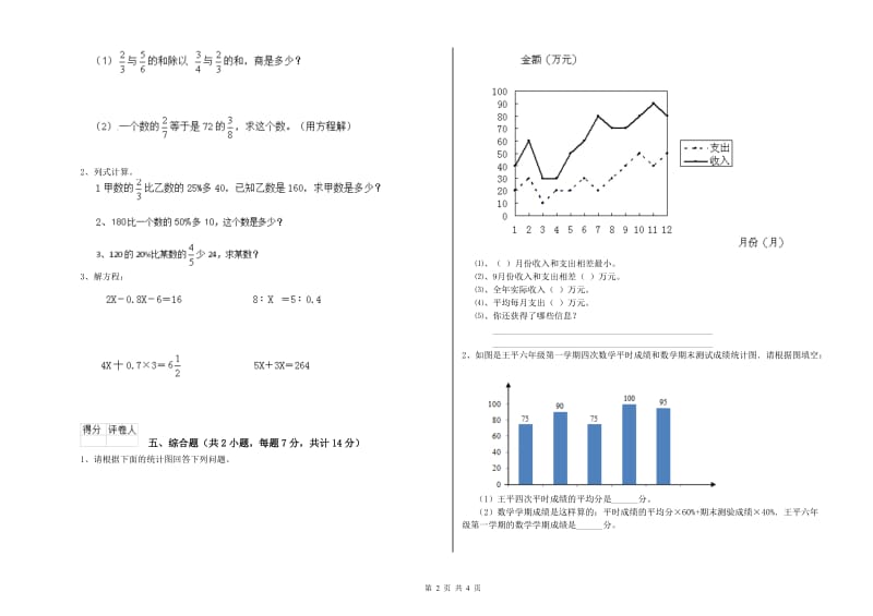 郑州市实验小学六年级数学【上册】强化训练试题 附答案.doc_第2页