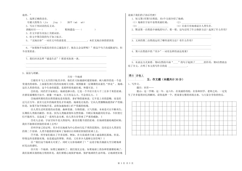 西安市重点小学小升初语文综合练习试题 含答案.doc_第3页