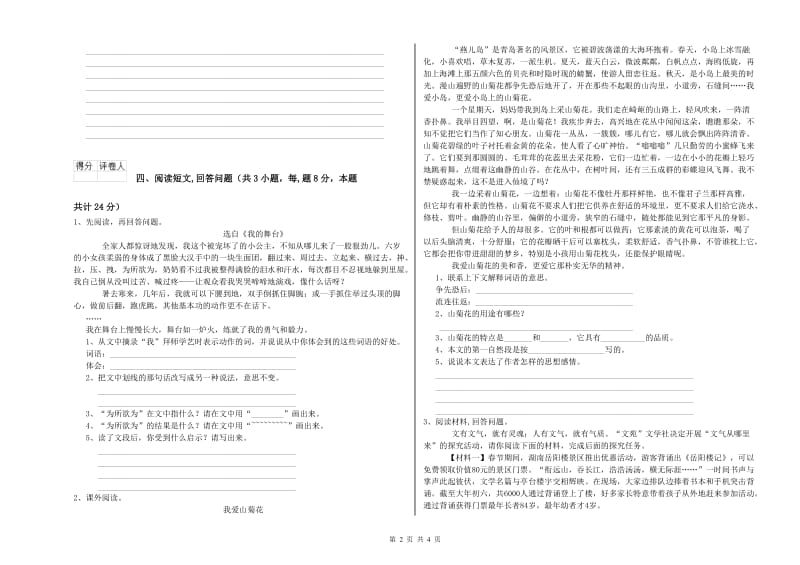 运城市实验小学六年级语文下学期能力检测试题 含答案.doc_第2页