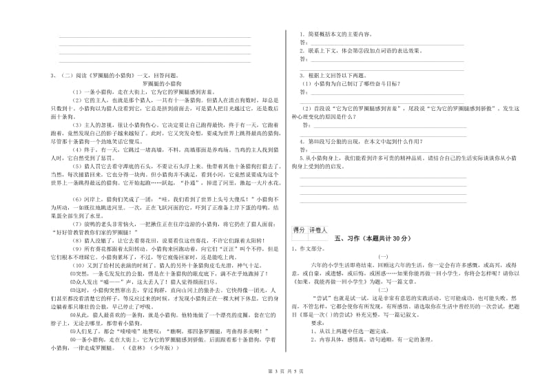 赣南版六年级语文下学期每周一练试卷B卷 附解析.doc_第3页