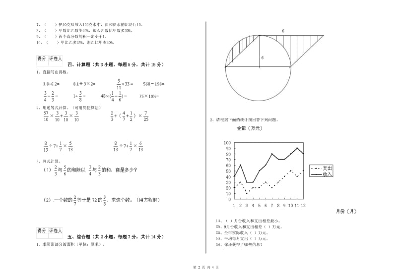 西宁市实验小学六年级数学下学期每周一练试题 附答案.doc_第2页