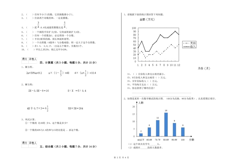 钦州市实验小学六年级数学【上册】强化训练试题 附答案.doc_第2页