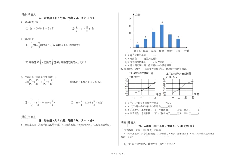 蚌埠市实验小学六年级数学上学期强化训练试题 附答案.doc_第2页