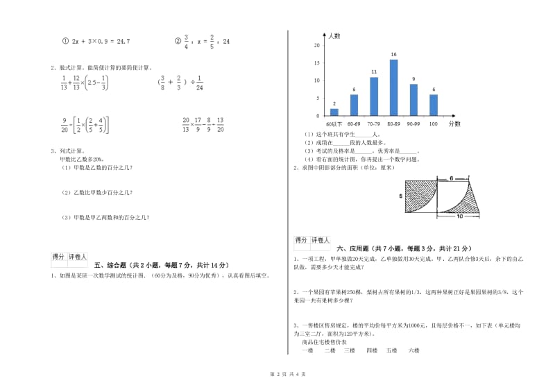 郴州市实验小学六年级数学【上册】强化训练试题 附答案.doc_第2页