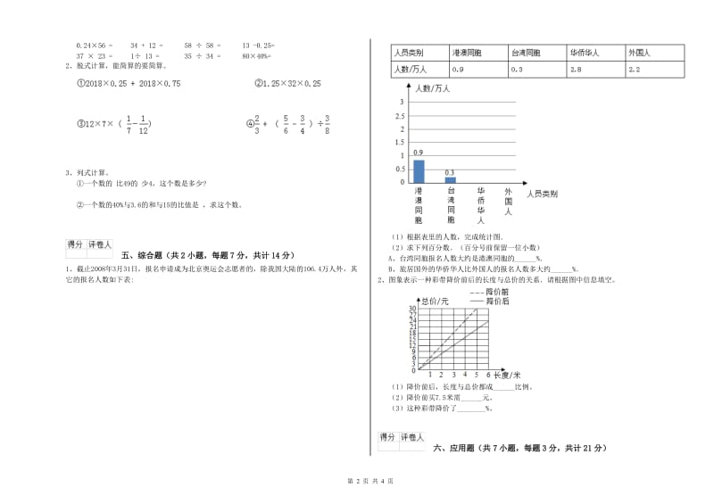 豫教版六年级数学【下册】能力检测试题D卷 含答案.doc_第2页