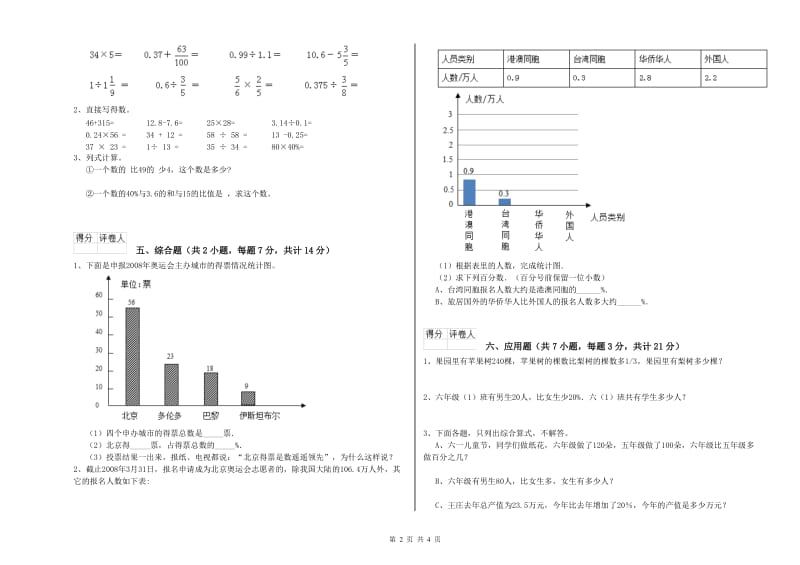 钦州市实验小学六年级数学【下册】过关检测试题 附答案.doc_第2页