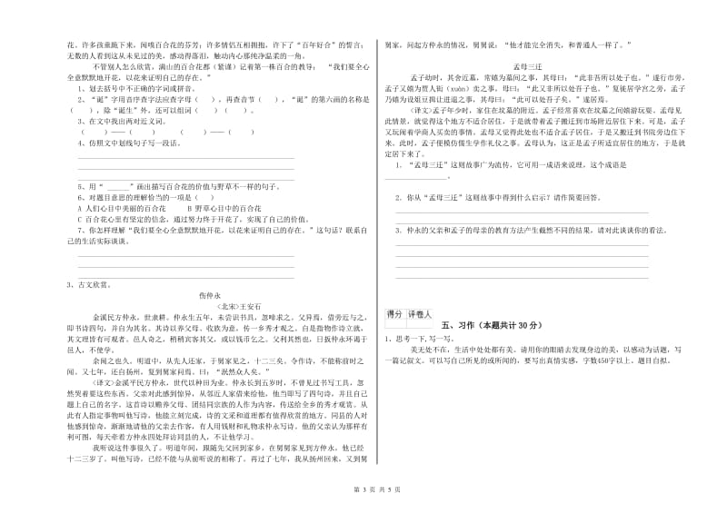 镇江市实验小学六年级语文下学期提升训练试题 含答案.doc_第3页