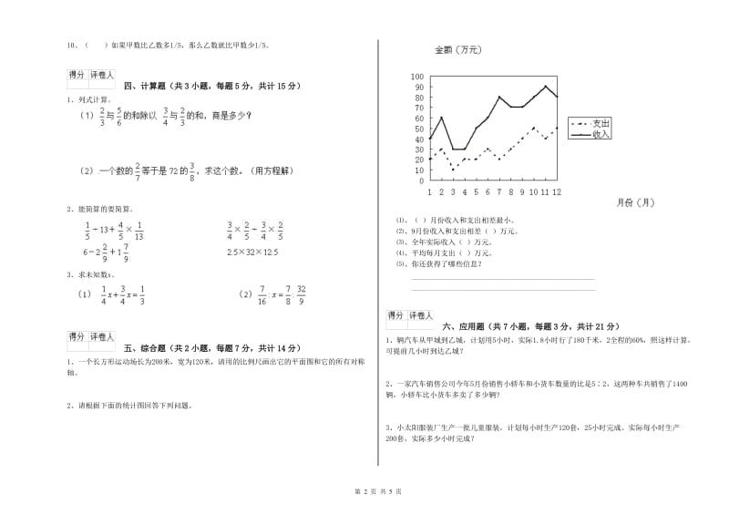 豫教版六年级数学下学期自我检测试题B卷 附解析.doc_第2页