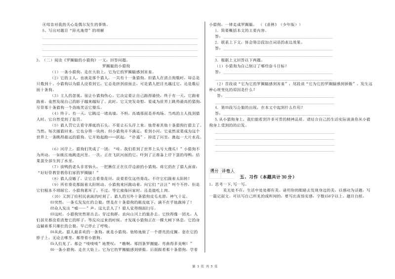 通辽市实验小学六年级语文上学期开学考试试题 含答案.doc_第3页