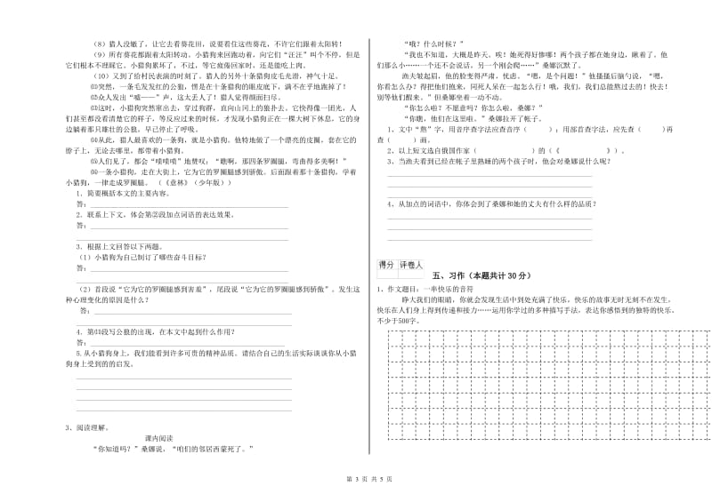 许昌市实验小学六年级语文下学期能力检测试题 含答案.doc_第3页