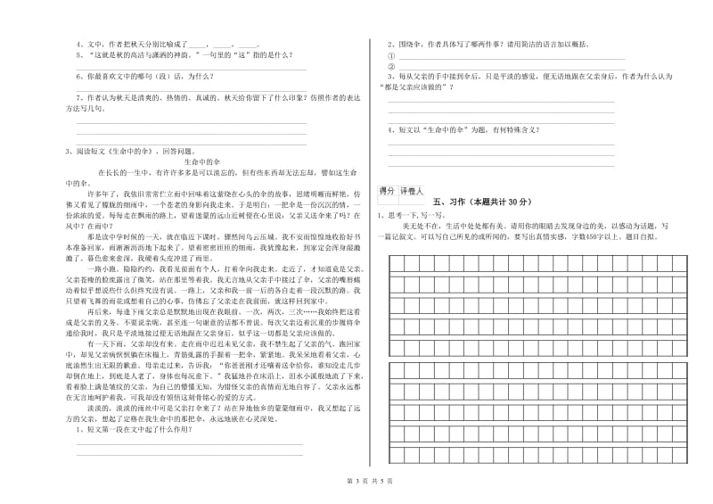 镇江市实验小学六年级语文【下册】过关检测试题 含答案.doc_第3页