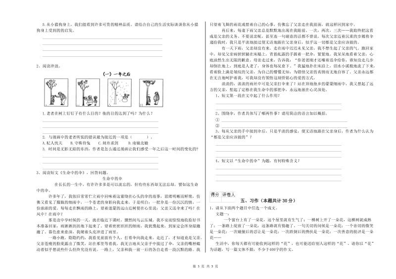 镇江市实验小学六年级语文上学期开学考试试题 含答案.doc_第3页