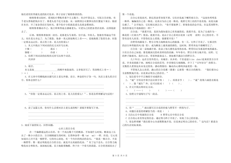 西南师大版六年级语文下学期能力测试试卷D卷 附答案.doc_第3页