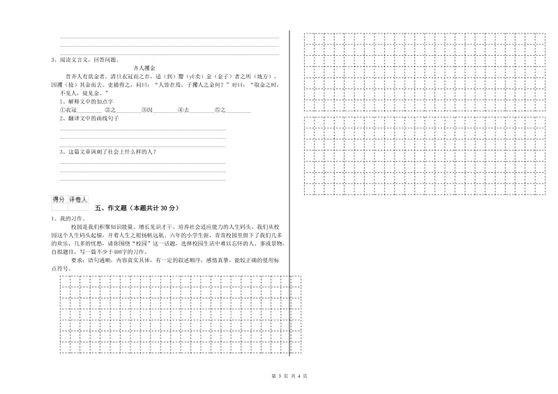 衡阳市重点小学小升初语文强化训练试题 含答案.doc_第3页