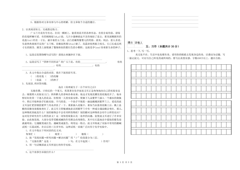 邵阳市实验小学六年级语文【下册】期末考试试题 含答案.doc_第3页