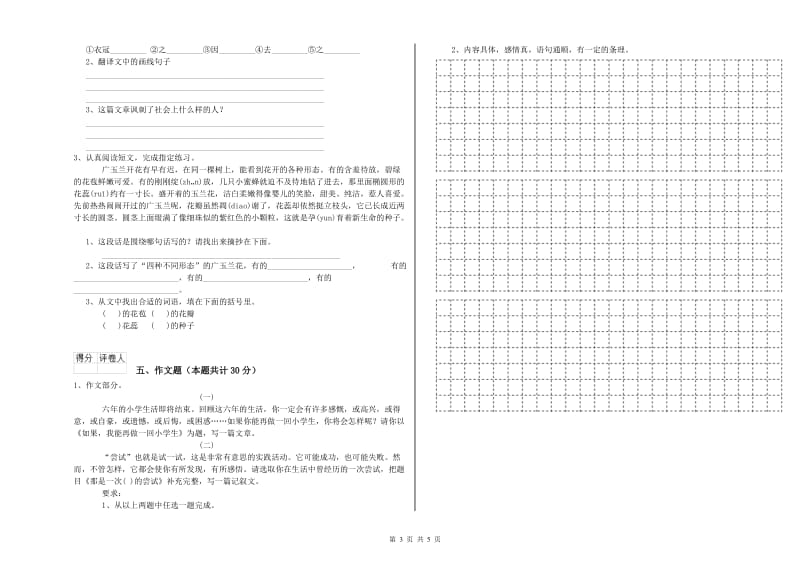 铜仁市重点小学小升初语文每周一练试题 附解析.doc_第3页