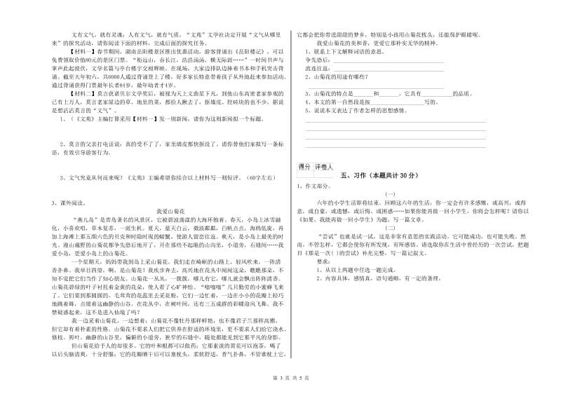 西南师大版六年级语文下学期月考试卷A卷 附解析.doc_第3页